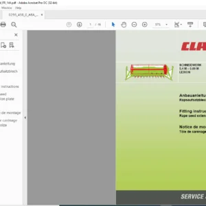 CLAAS SCHNEIDWERK 5.4 M -9.00 M LEXION Rape seed extension plate Fitting instructions Manual_DE_EN_FR